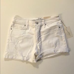Universal Thread high-rise midi white jean shorts